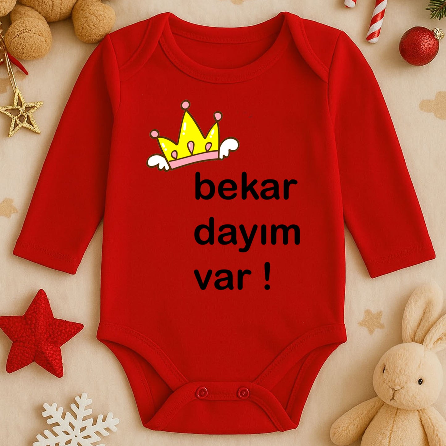 Taç Temalı Kişiye Özel Bebek Zıbını – 1–36 Ay | Prenses Tasarım, DTF Baskı