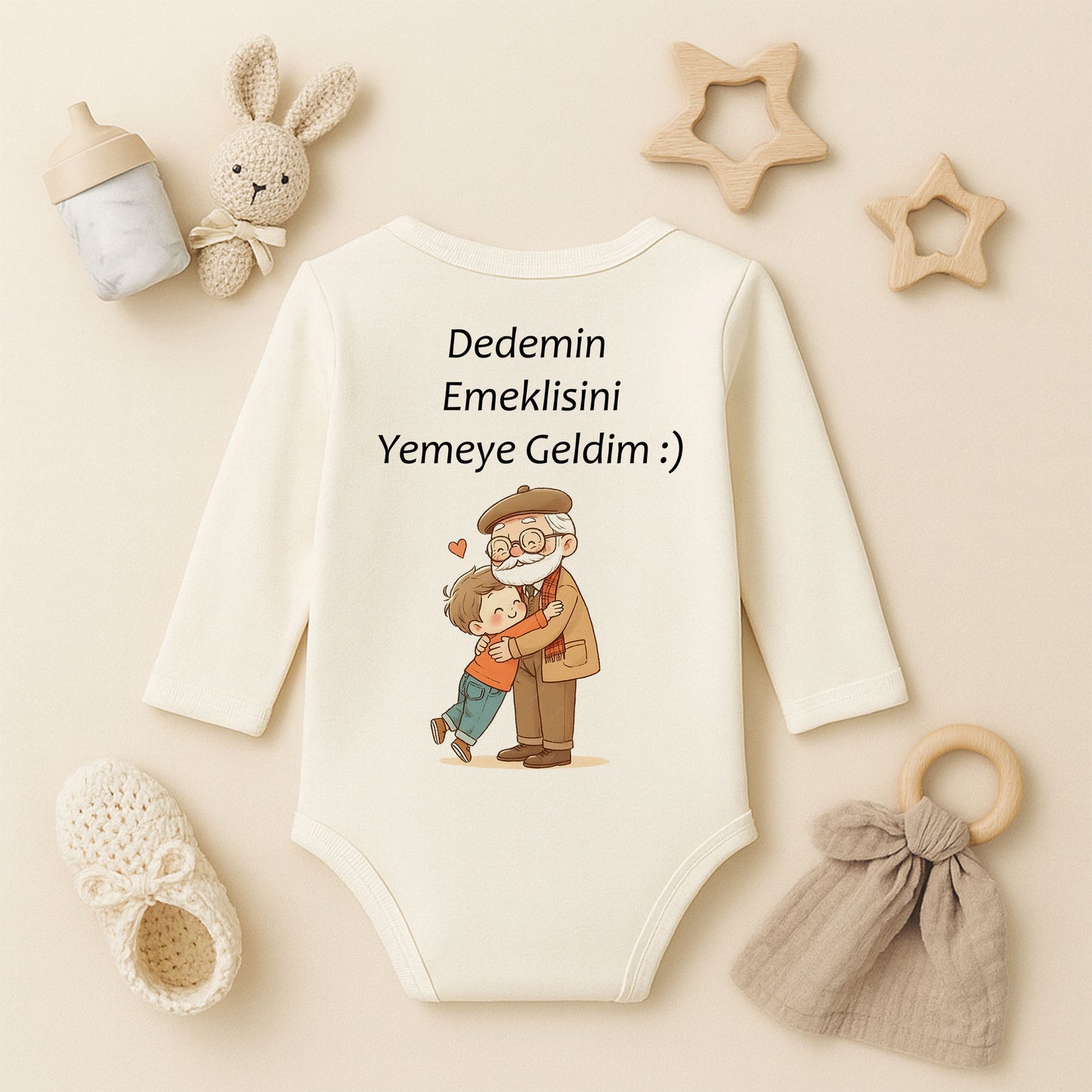 Canım Dedem Yazılı Bebek Zıbını – 1–36 Ay | Dede Temalı, Duygusal Hediye