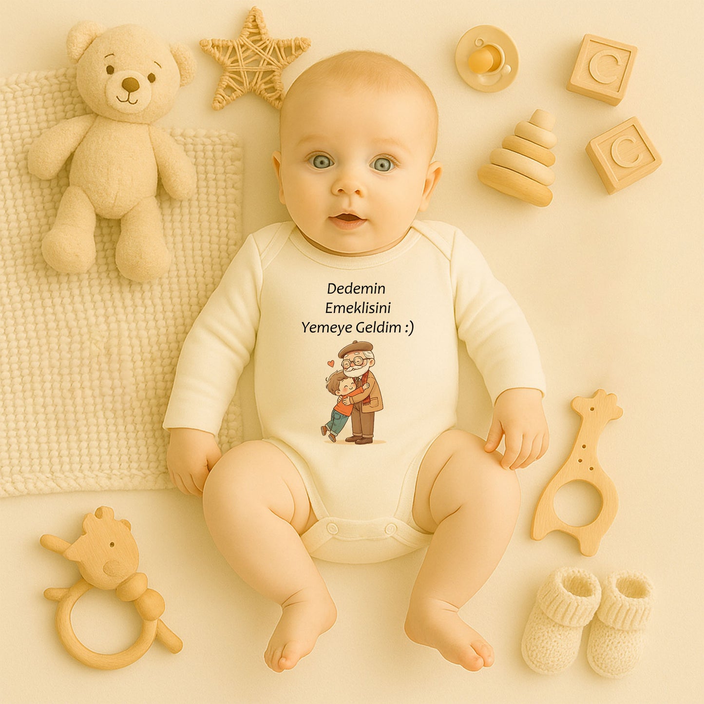 Canım Dedem Yazılı Bebek Zıbını – 1–36 Ay | Dede Temalı, Duygusal Hediye