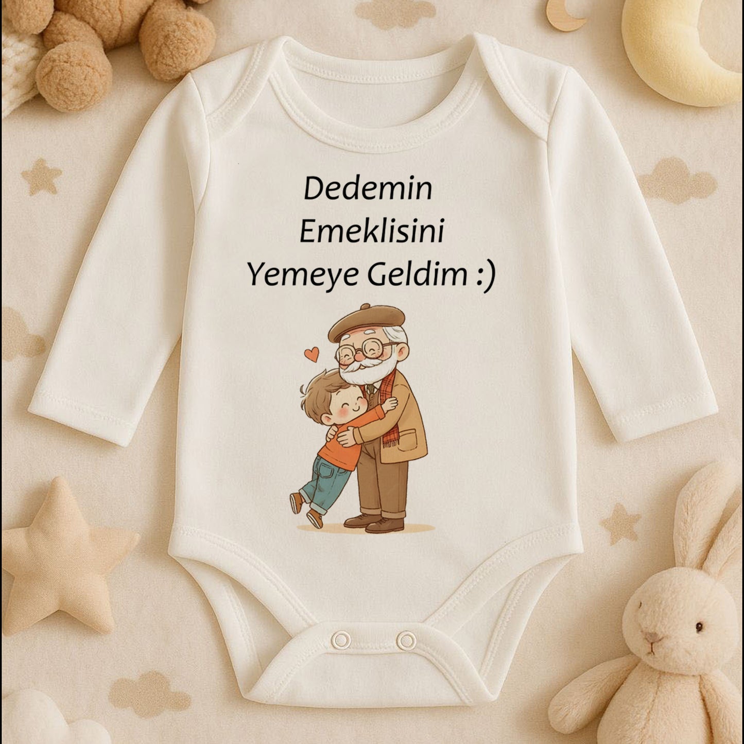 Canım Dedem Yazılı Bebek Zıbını – 1–36 Ay | Dede Temalı, Duygusal Hediye