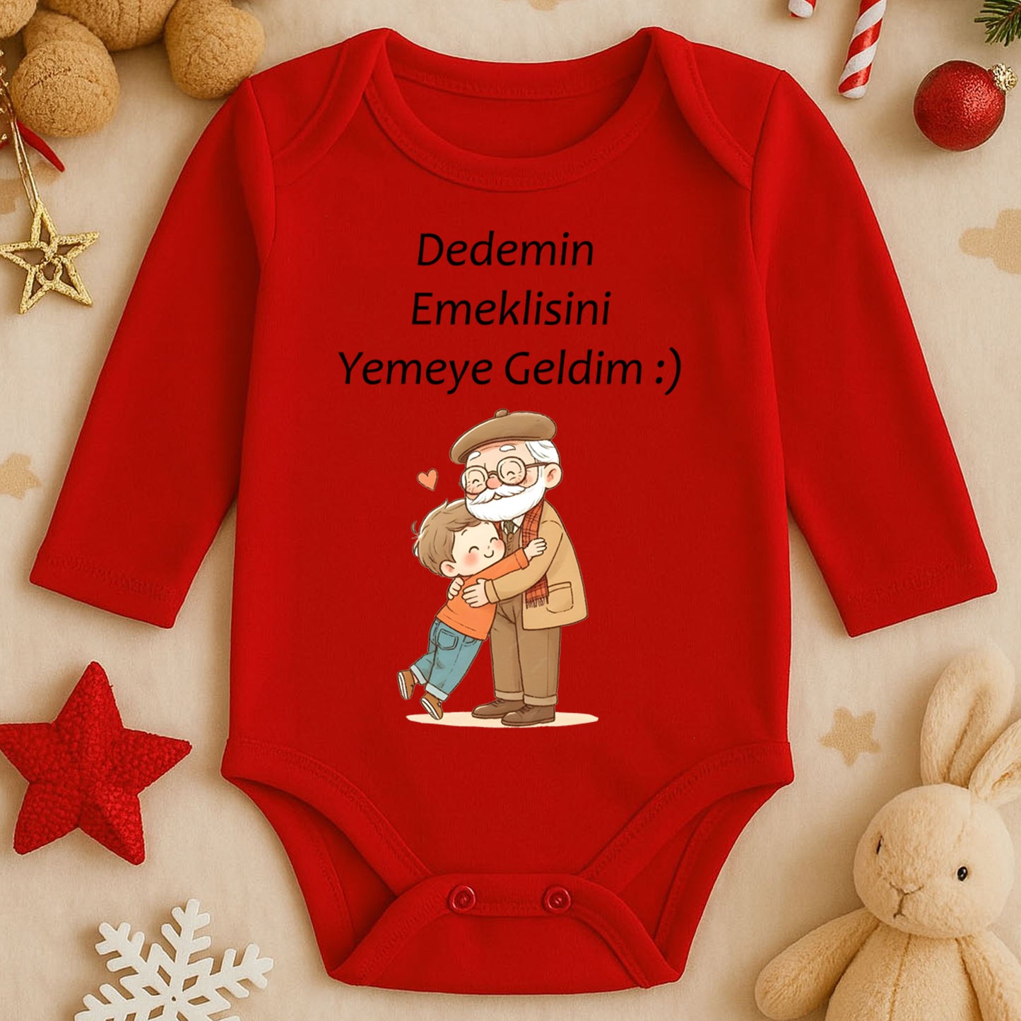 Canım Dedem Yazılı Bebek Zıbını – 1–36 Ay | Dede Temalı, Duygusal Hediye