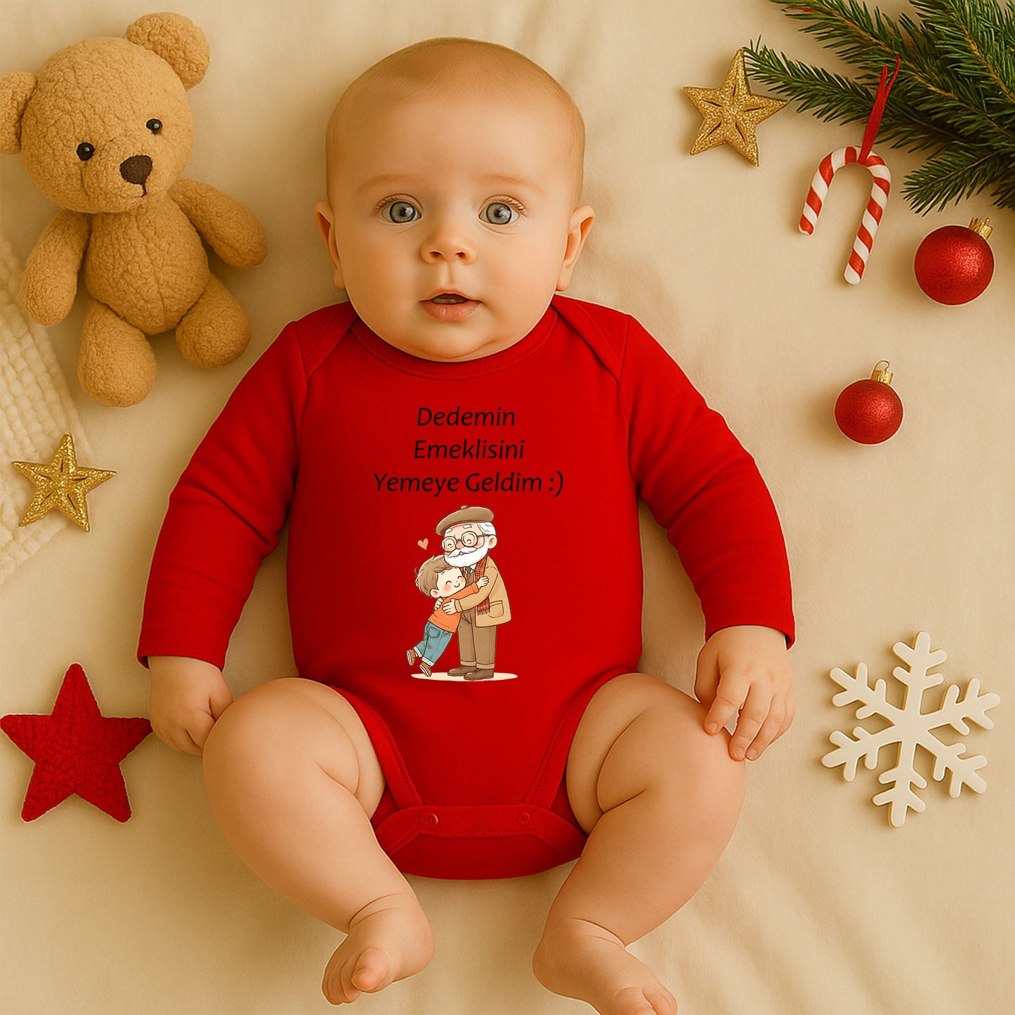 Canım Dedem Yazılı Bebek Zıbını – 1–36 Ay | Dede Temalı, Duygusal Hediye