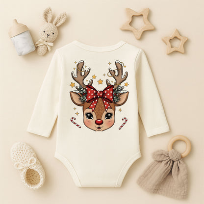 Noel Geyiği Desenli Bebek Zıbını – 1–36 Ay | Yılbaşı Temalı Sevimli Tasarım