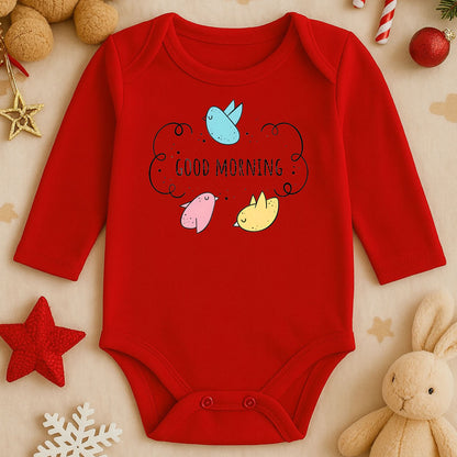 Good Morning Yazılı Bebek Zıbını – 1–36 Ay | Sevimli Kuş Temalı Tasarım