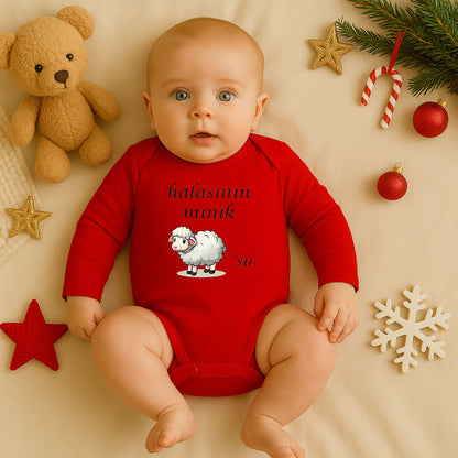 “Halasının Minik Süsü” Yazılı Kuzu Baskılı Bebek Zıbını – 1–36 Ay | Sevimli Tasarım