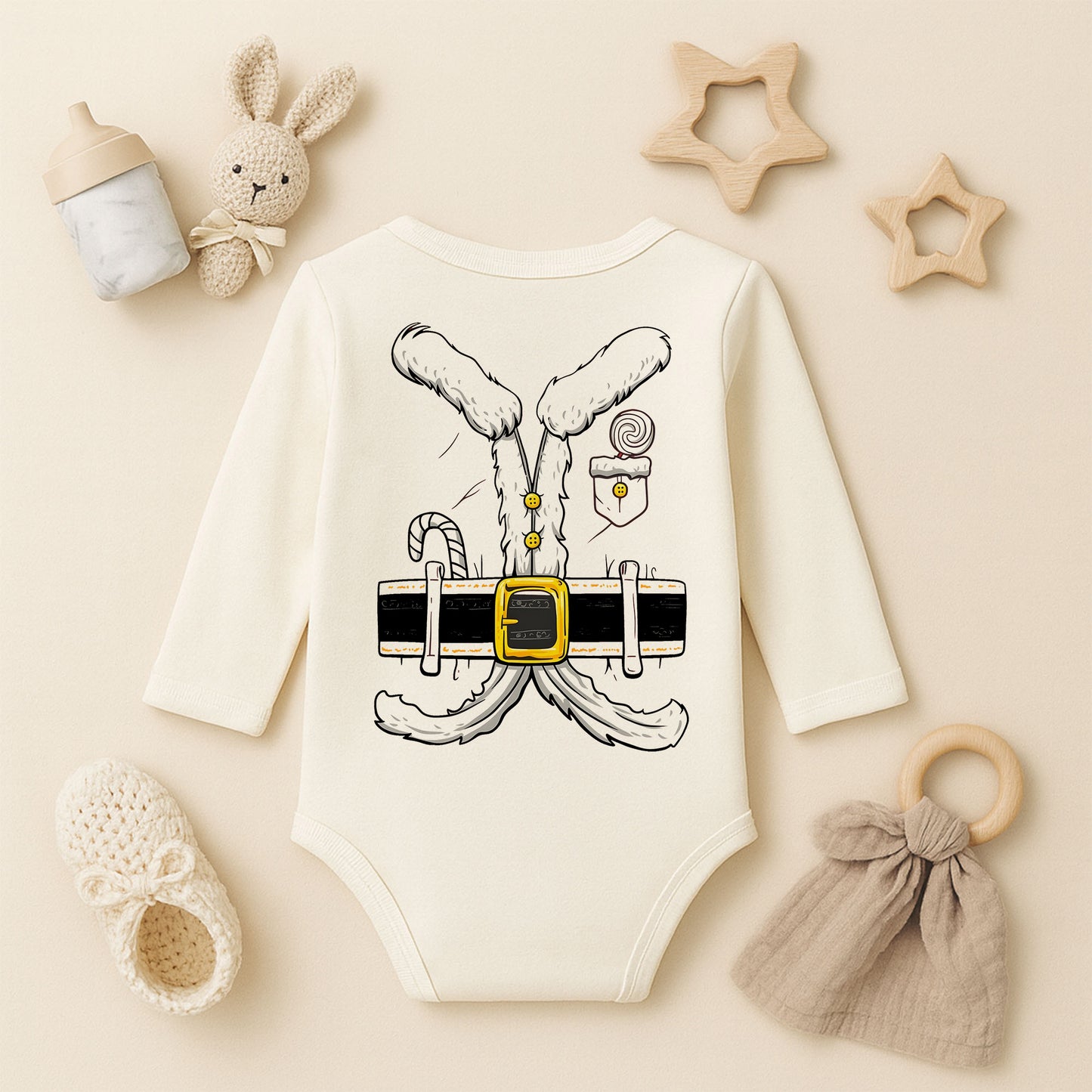 Halasının Minik Tavşanı Yazılı Bebek Zıbını – Tavşan Kulaklı Sevimli Tasarım | 1–36 Ay