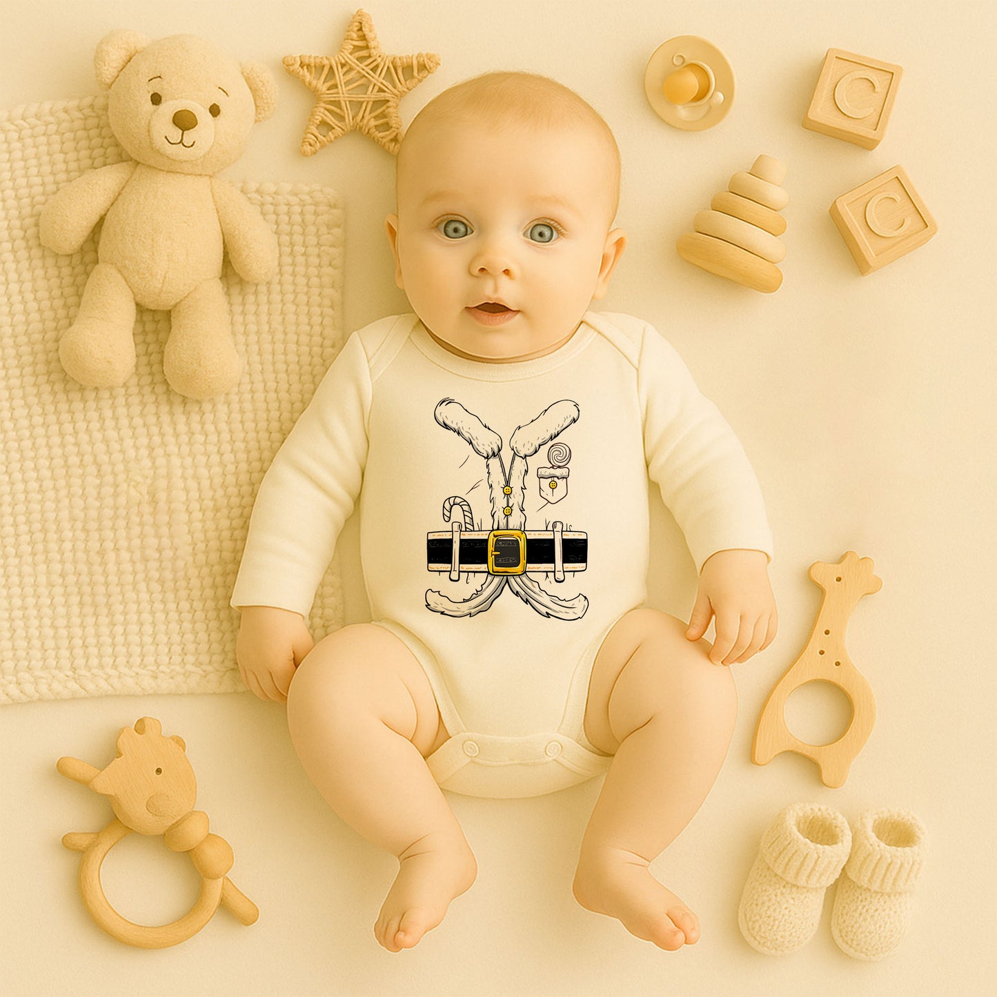 Halasının Minik Tavşanı Yazılı Bebek Zıbını – Tavşan Kulaklı Sevimli Tasarım | 1–36 Ay