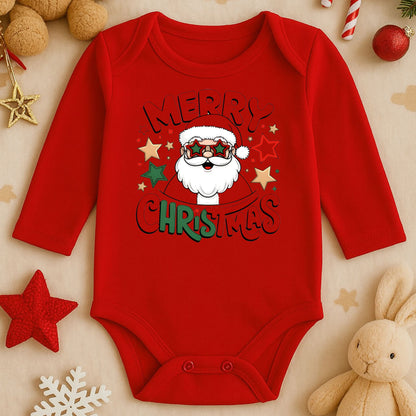 Merry Christmas Noel Baba Baskılı Bebek Zıbını – Yılbaşı Temalı Sevimli Tasarım | 1–36 Ay