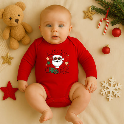 Merry Christmas Noel Baba Baskılı Bebek Zıbını – Yılbaşı Temalı Sevimli Tasarım | 1–36 Ay