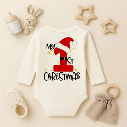 My 1st Christmas Baskılı Bebek Zıbını – İlk Yılbaşı Temalı Noel Tasarımı | 1–36 Ay