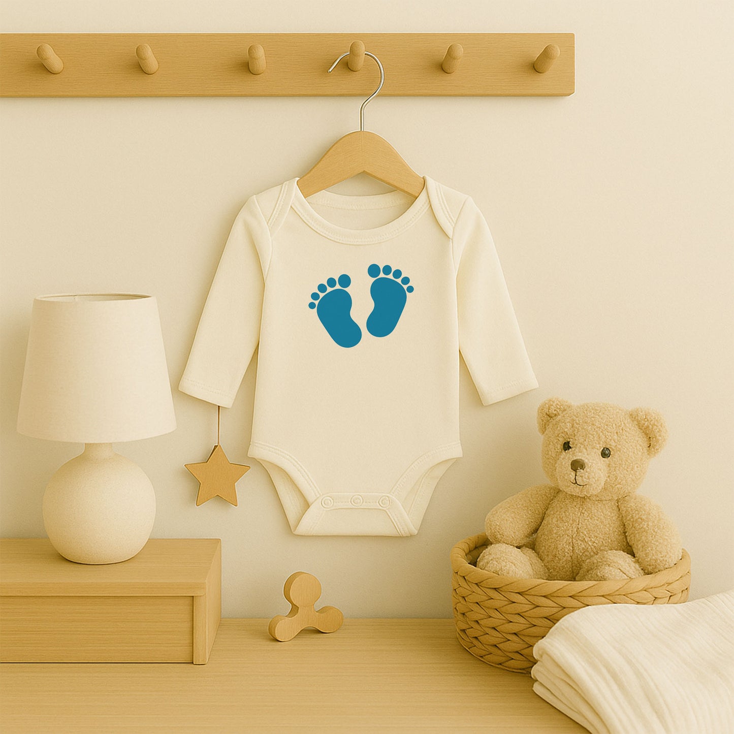 Bebek Ayak İzi Baskılı Bebek Zıbını – Yeni Doğan & Hoş Geldin Bebek Temalı | 1–36 Ay