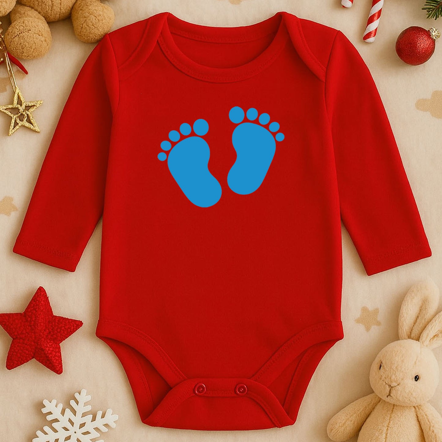 Bebek Ayak İzi Baskılı Bebek Zıbını – Yeni Doğan & Hoş Geldin Bebek Temalı | 1–36 Ay