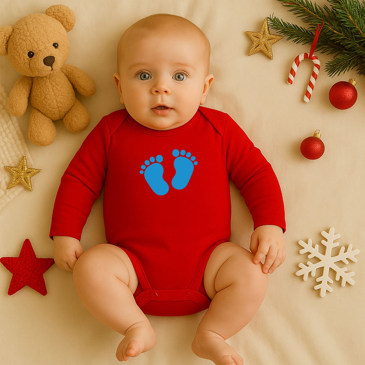 Bebek Ayak İzi Baskılı Bebek Zıbını – Yeni Doğan & Hoş Geldin Bebek Temalı | 1–36 Ay