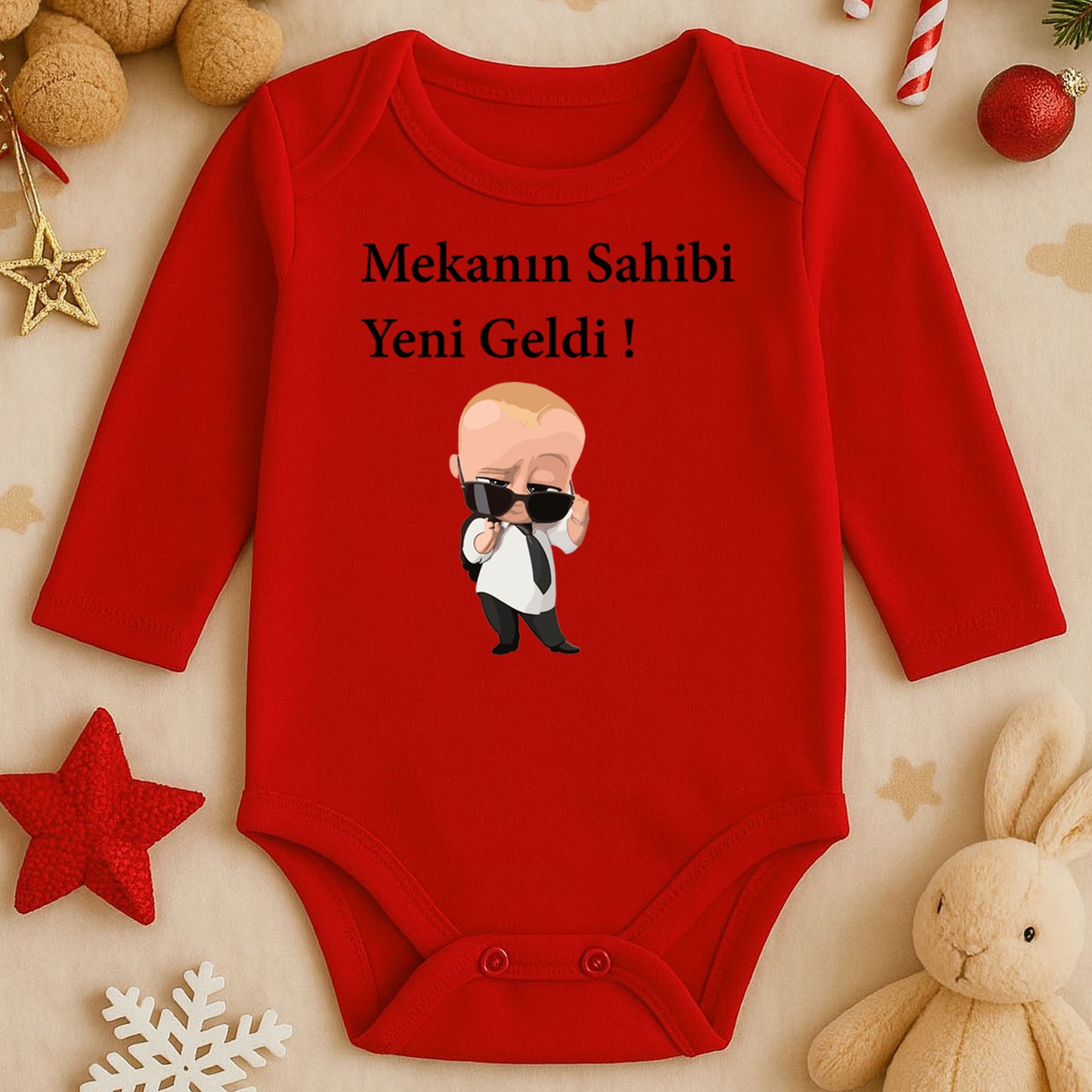 Cool Bebek Baskılı Bebek Zıbını – Gözlüklü Karizma Tasarım | 1–36 Ay