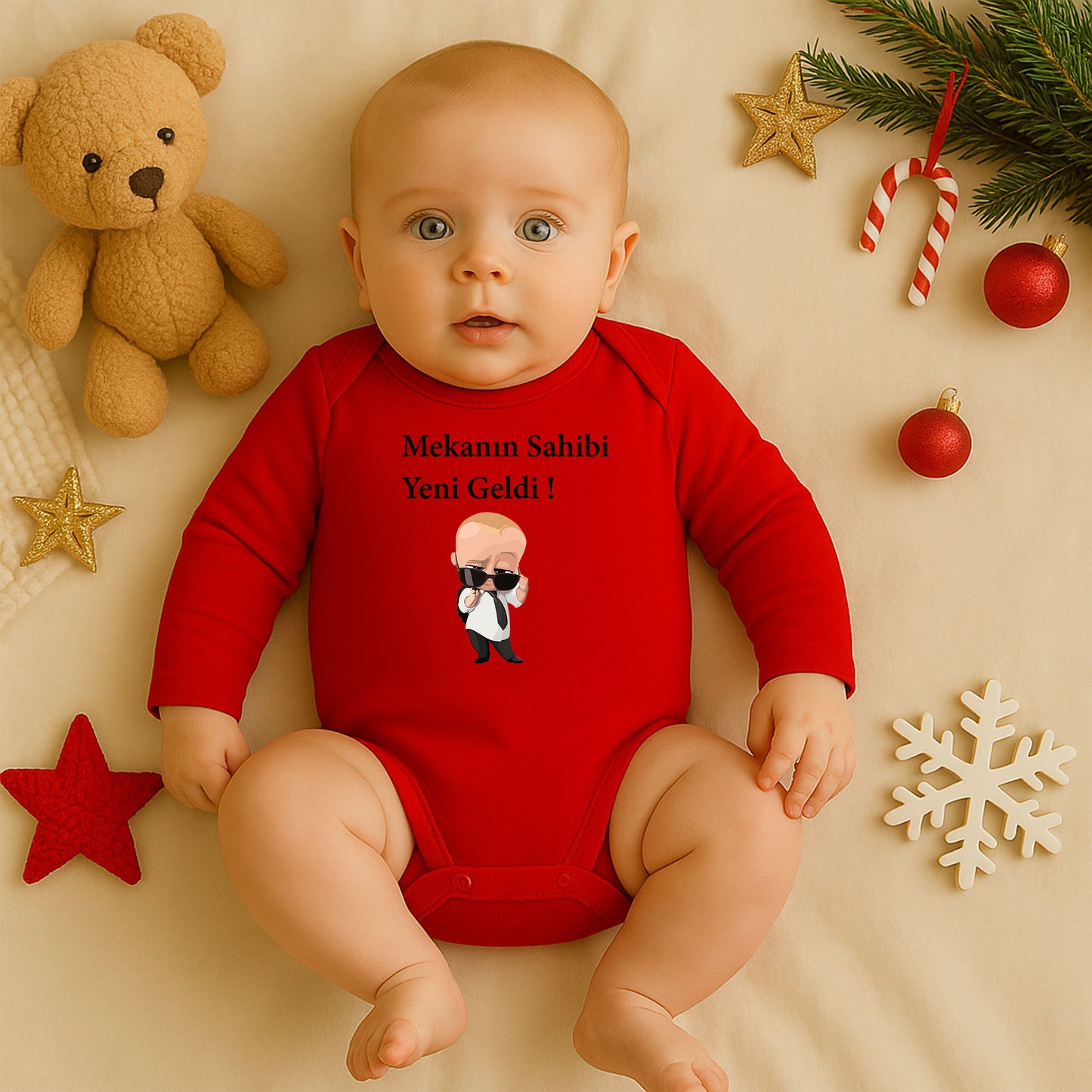 Cool Bebek Baskılı Bebek Zıbını – Gözlüklü Karizma Tasarım | 1–36 Ay