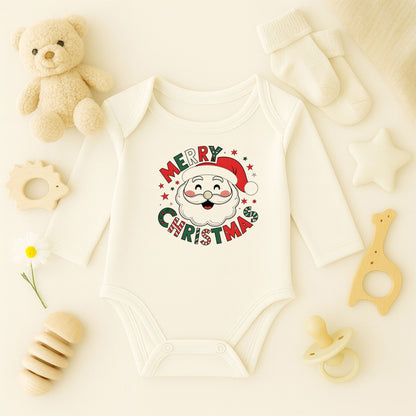 Merry Christmas Noel Baba Baskılı Bebek Zıbını | Yılbaşı Özel Tasarım | 1–36 Ay