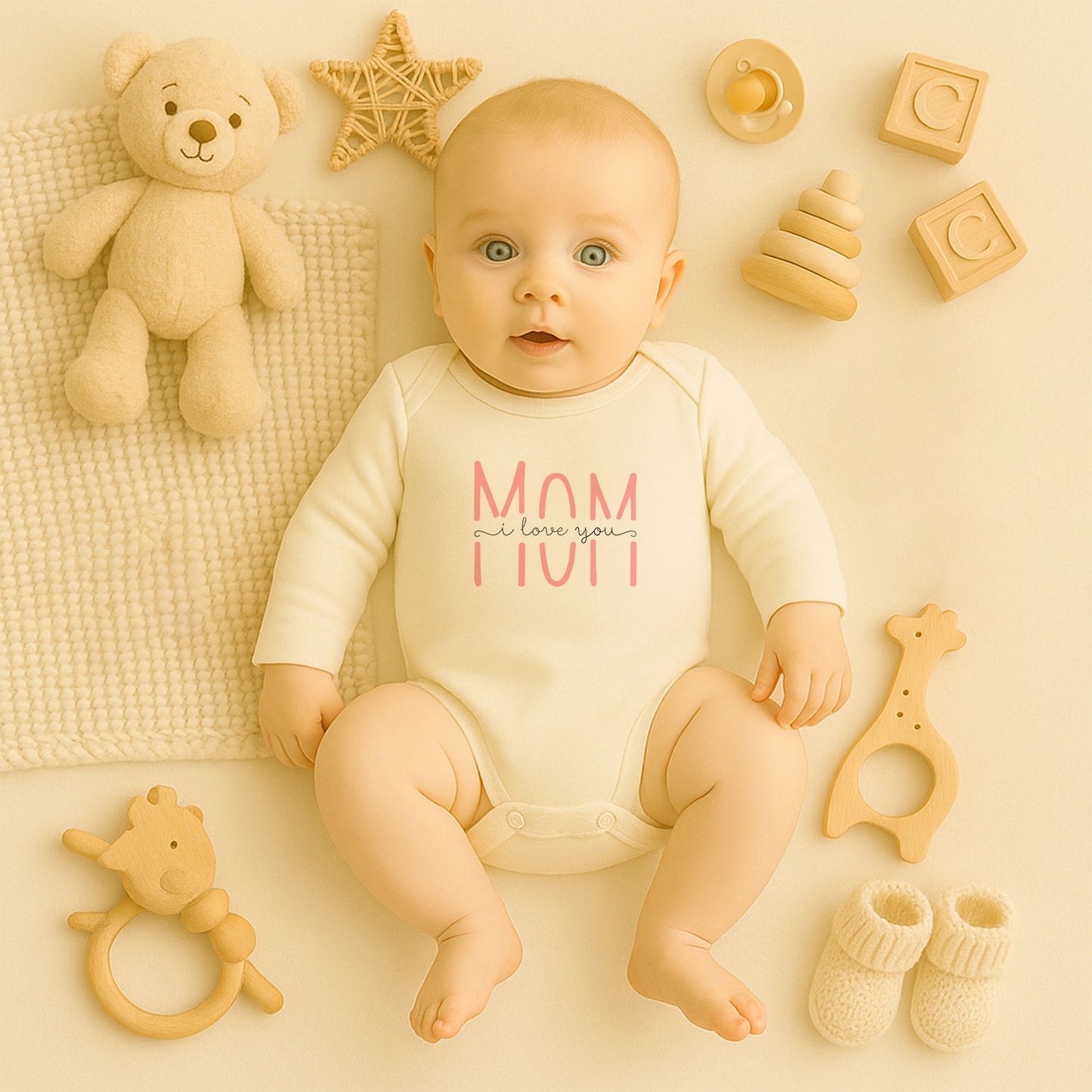 Mom To Be Baskılı Bebek Zıbını | Anne Adayı Temalı | 1–36 Ay