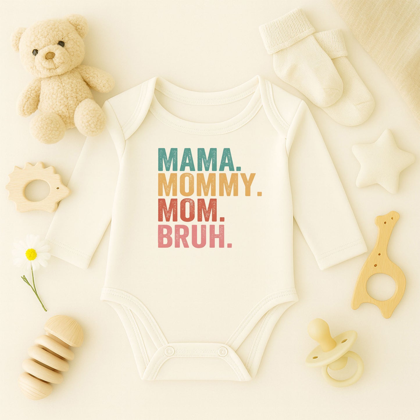 Mama Mommy Mom Bruh Baskılı Bebek Zıbını | Eğlenceli Anne Temalı | 1–36 Ay