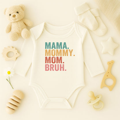 Mama Mommy Mom Bruh Baskılı Bebek Zıbını | Eğlenceli Anne Temalı | 1–36 Ay