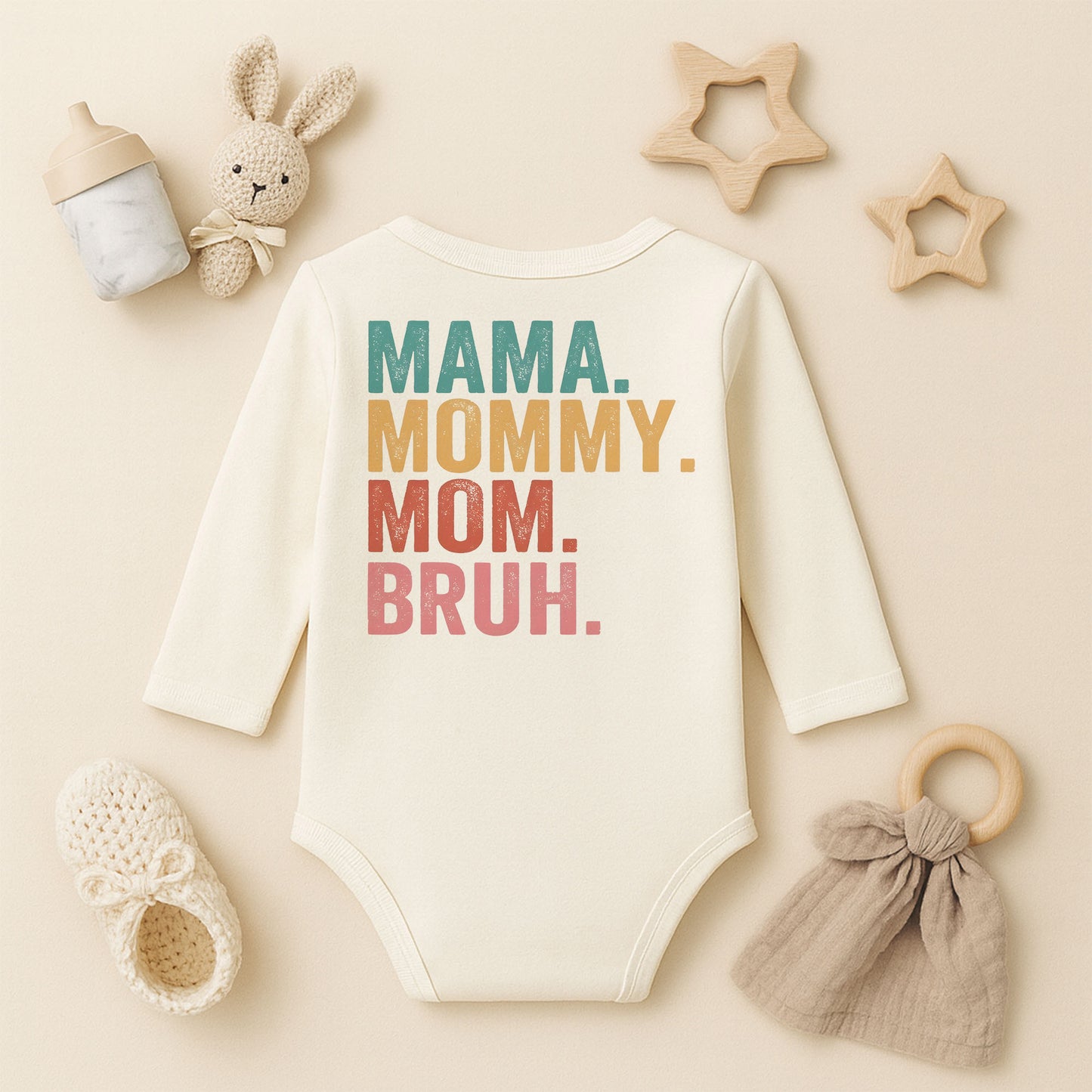 Mama Mommy Mom Bruh Baskılı Bebek Zıbını | Eğlenceli Anne Temalı | 1–36 Ay