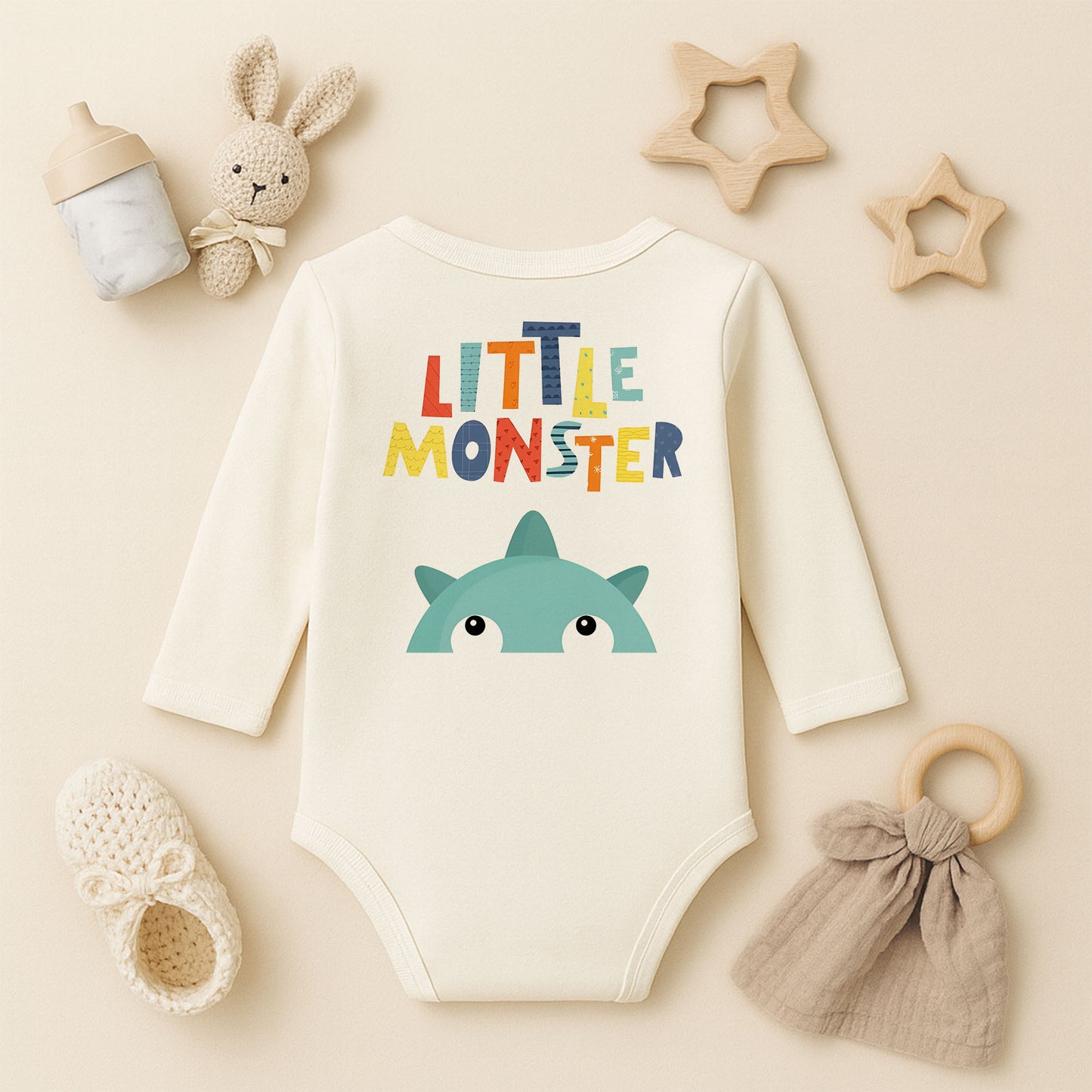 Little Monster Baskılı Çocuk Tişörtü / Sweatshirt – Sevimli Canavar Tasarımı