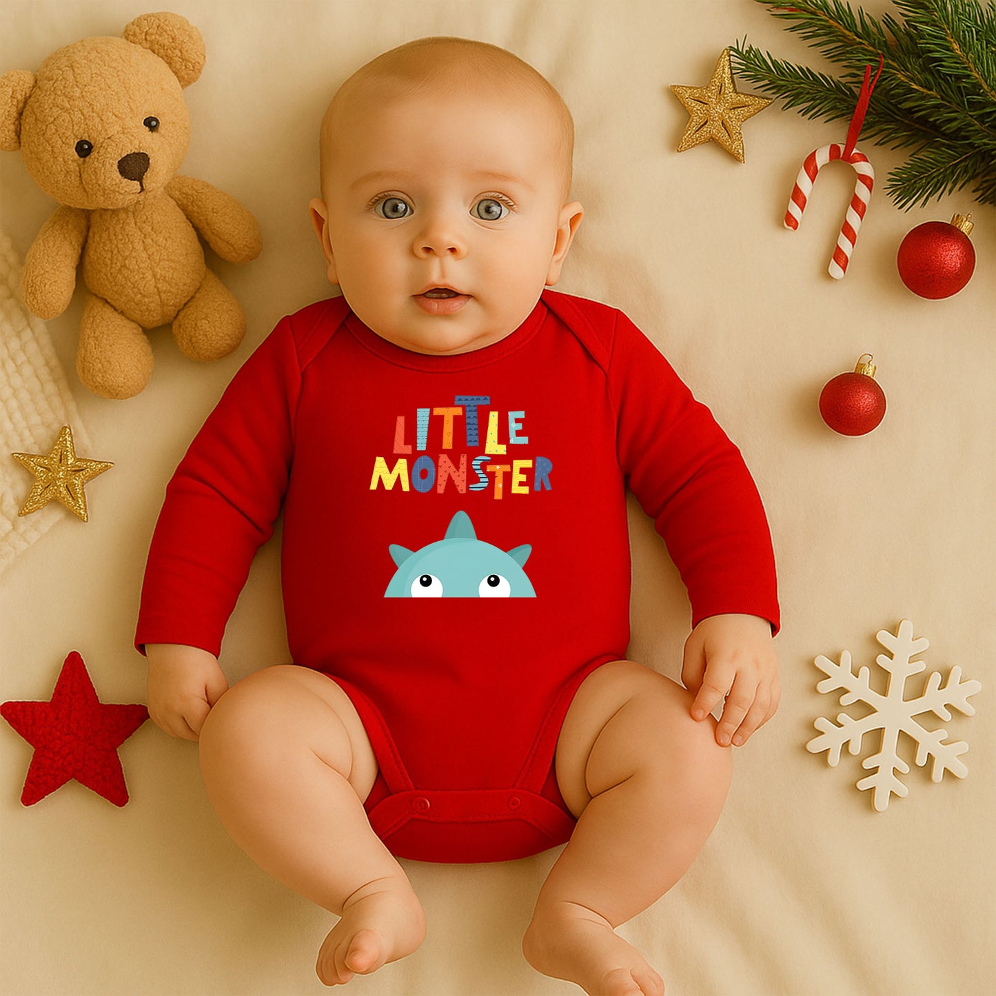 Little Monster Baskılı Çocuk Tişörtü / Sweatshirt – Sevimli Canavar Tasarımı