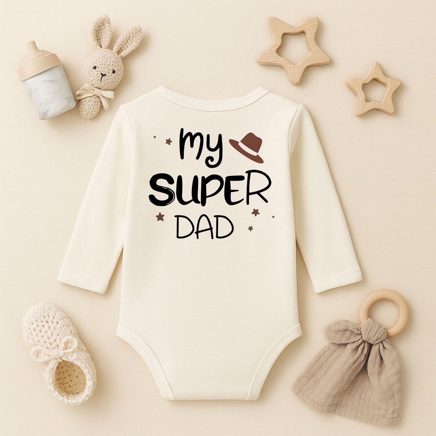 My Super Dad Baskılı Baba Tişörtü – Şapkalı Eğlenceli Tasarım