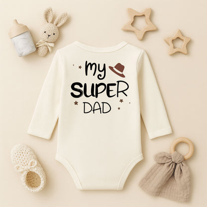 My Super Dad Baskılı Baba Tişörtü – Şapkalı Eğlenceli Tasarım