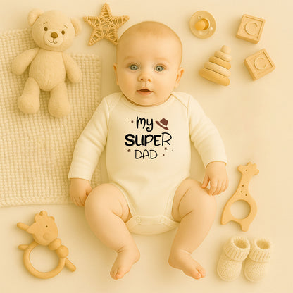 My Super Dad Baskılı Baba Tişörtü – Şapkalı Eğlenceli Tasarım