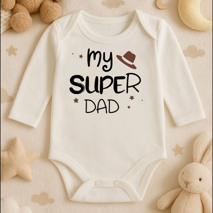 My Super Dad Baskılı Baba Tişörtü – Şapkalı Eğlenceli Tasarım