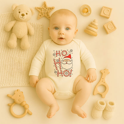 Ho Ho Ho Noel Baba Baskılı Tişört – Şeker Kamışlı Yılbaşı Tasarımı