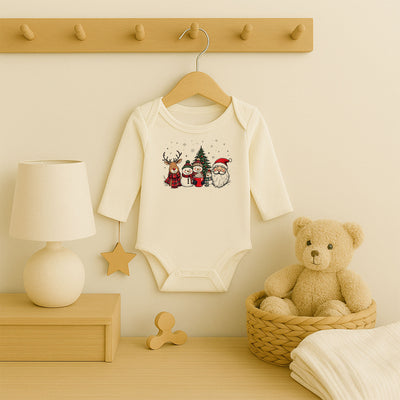 Noel Ailesi & Kış Dostları Baskılı Tişört – Geyik, Kardan Adam & Noel Baba Temalı Yılbaşı Tasarımı