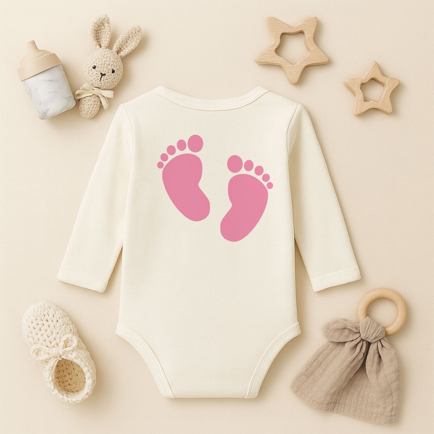 Mom Is The Boss Bebek Ayak İzi Baskılı Tişört / Zıbın – Anne & Bebek Temalı | 1–36 Ay