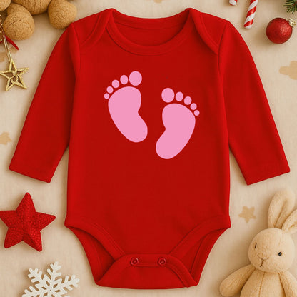 Mom Is The Boss Bebek Ayak İzi Baskılı Tişört / Zıbın – Anne & Bebek Temalı | 1–36 Ay