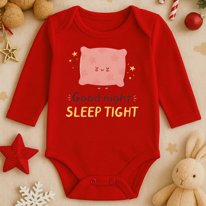 Good Night Sleep Tight Tasarımlı Bebek Zıbını | 1–36 Ay, DTF Baskı, Hassas Cilt Uyumlu