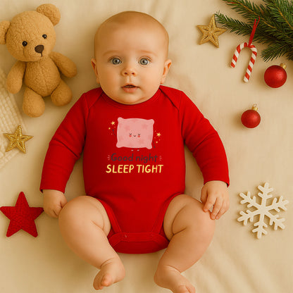 Good Night Sleep Tight Tasarımlı Bebek Zıbını | 1–36 Ay, DTF Baskı, Hassas Cilt Uyumlu