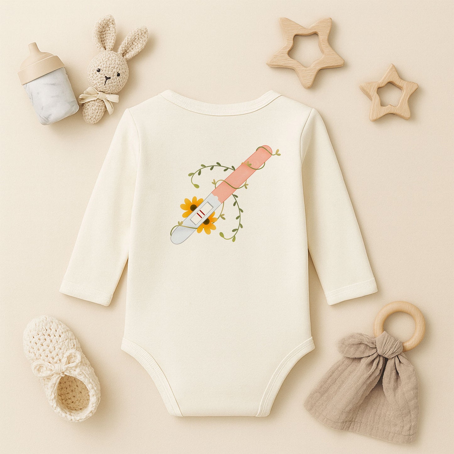 Hamilelik Müjdesi Temalı Bebek Zıbını | 1–36 Ay, DTF Baskı, Hassas Cilt Uyumlu, Özel Duyuru