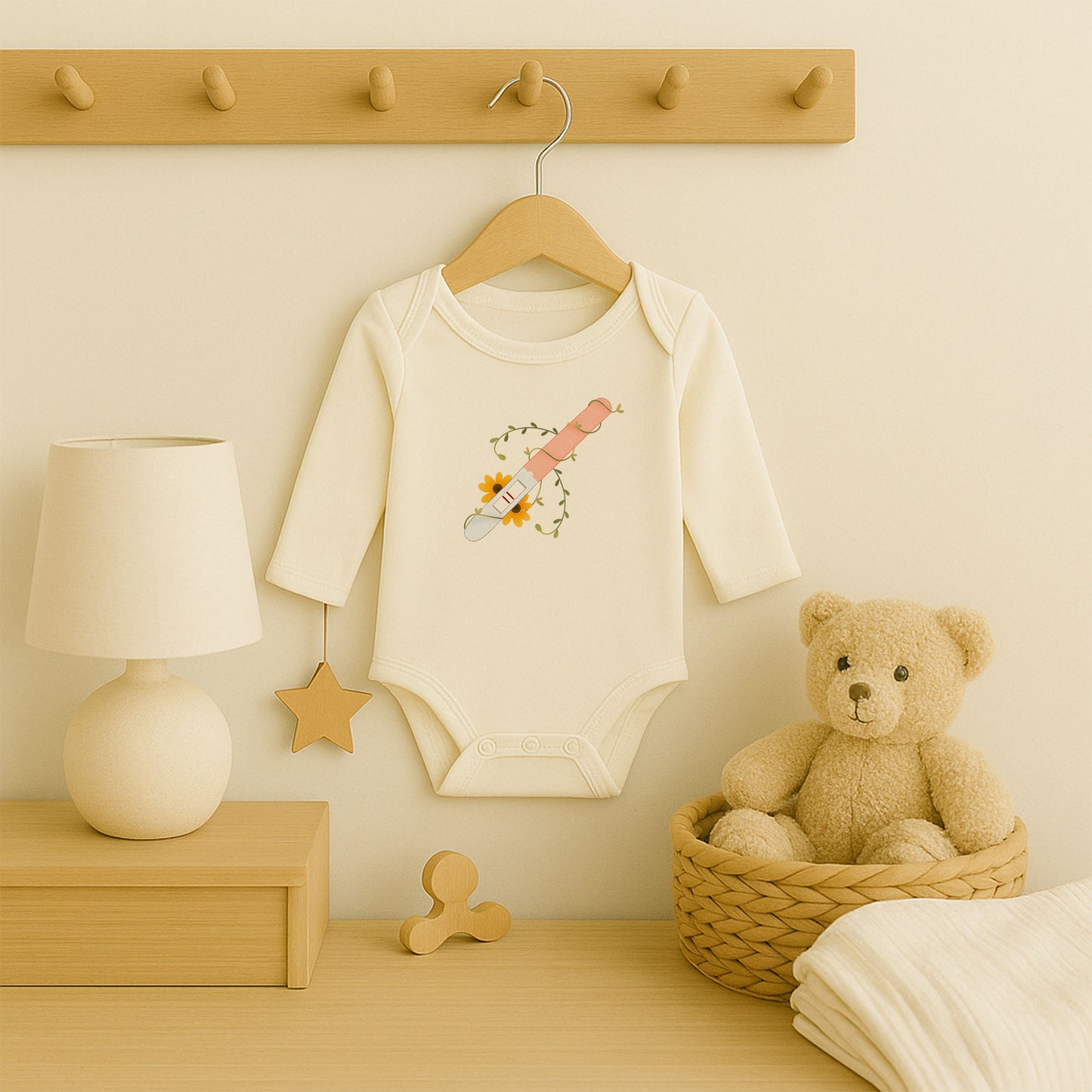 Hamilelik Müjdesi Temalı Bebek Zıbını | 1–36 Ay, DTF Baskı, Hassas Cilt Uyumlu, Özel Duyuru