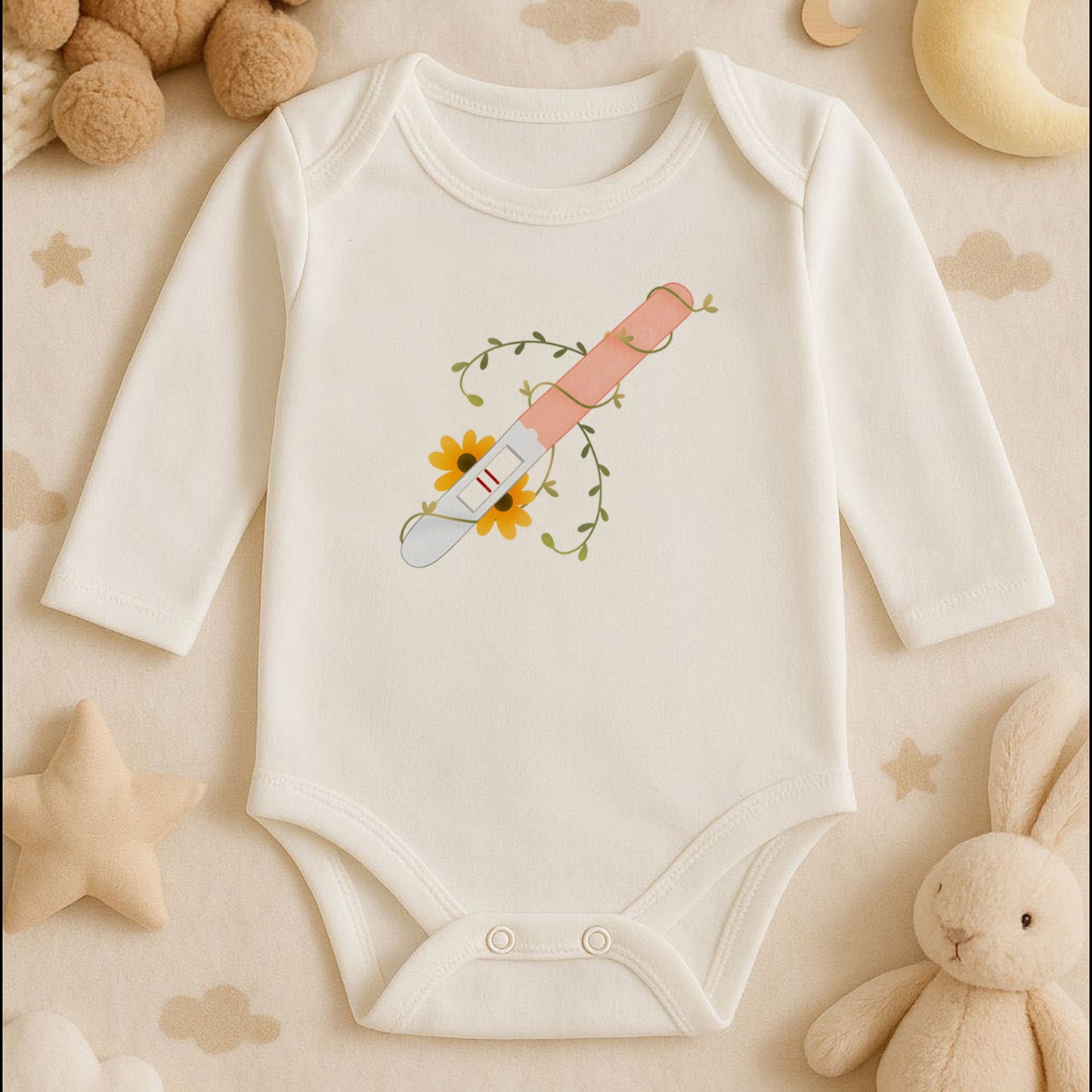 Hamilelik Müjdesi Temalı Bebek Zıbını | 1–36 Ay, DTF Baskı, Hassas Cilt Uyumlu, Özel Duyuru