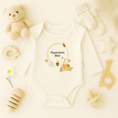 Arı & Bal Temalı Bebek Zıbını | 1–36 Ay, DTF Baskı, Hassas Cilt Uyumlu, Doğal Tasarım