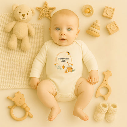 Arı & Bal Temalı Bebek Zıbını | 1–36 Ay, DTF Baskı, Hassas Cilt Uyumlu, Doğal Tasarım