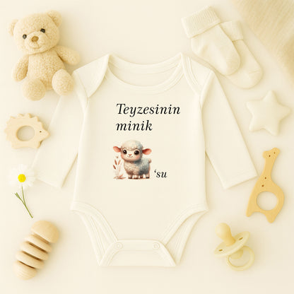 Sevimli Kuzu Tasarımlı Bebek Zıbını | 1–36 Ay, DTF Baskı, Hassas Cilt Uyumlu, Soft Tasarım