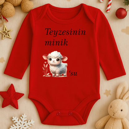 Sevimli Kuzu Tasarımlı Bebek Zıbını | 1–36 Ay, DTF Baskı, Hassas Cilt Uyumlu, Soft Tasarım