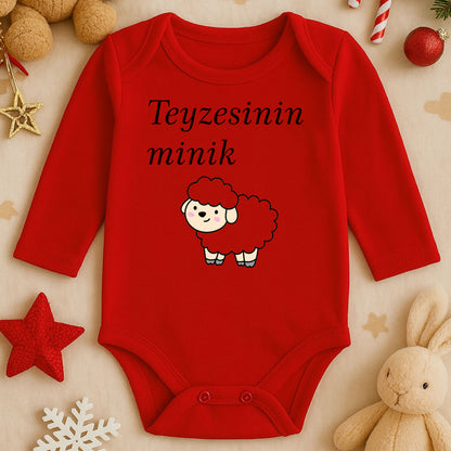 Minimal Siyah Kuzu Tasarımlı Bebek Zıbını | 1–36 Ay, DTF Baskı, Hassas Cilt Uyumlu