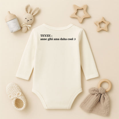 Teyze Anne Gibi Ama Daha Cool | 1–36 Ay, DTF Baskı, Hassas Cilt Uyumlu, Kişiselleştirilebilir