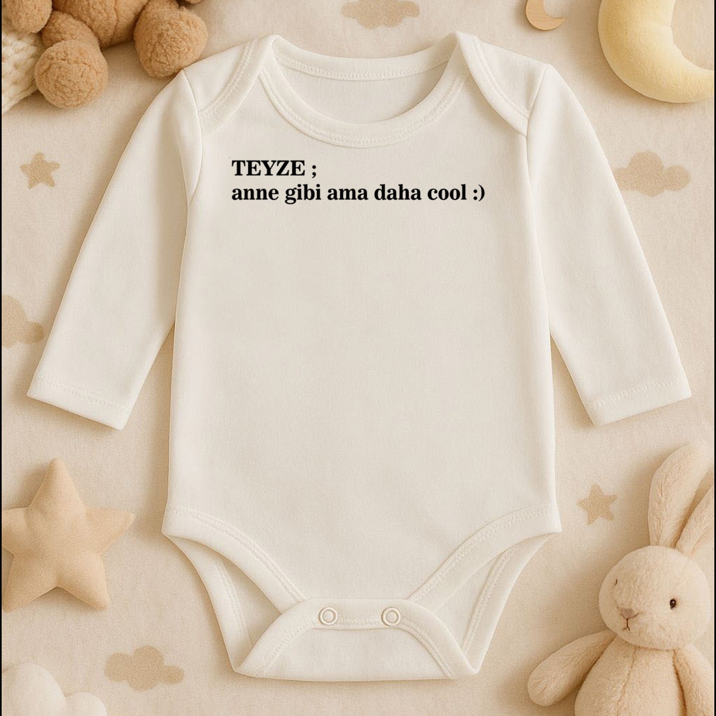 Teyze Anne Gibi Ama Daha Cool | 1–36 Ay, DTF Baskı, Hassas Cilt Uyumlu, Kişiselleştirilebilir