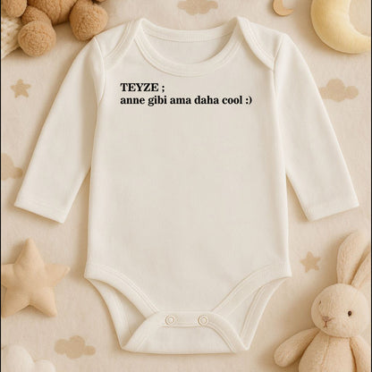 Teyze Anne Gibi Ama Daha Cool | 1–36 Ay, DTF Baskı, Hassas Cilt Uyumlu, Kişiselleştirilebilir