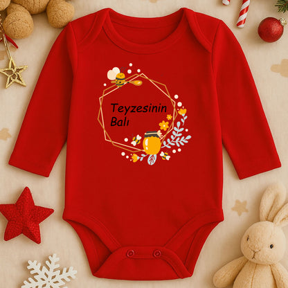 Kişiye Özel Arı & Bal Çerçeveli Bebek Zıbını | 1–36 Ay, DTF Baskı, Hassas Cilt Uyumlu