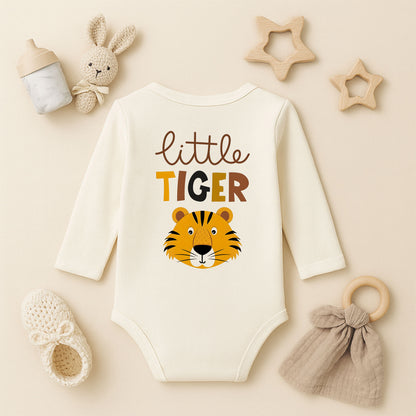 Little Tiger Kaplan Tasarımlı Bebek Zıbını | 1-36 Ay, DTF Baskı, Hassas Cilt Uyumlu