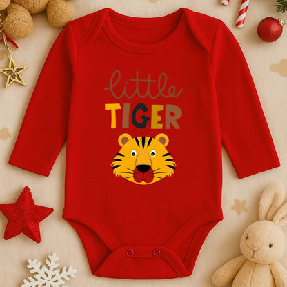 Little Tiger Kaplan Tasarımlı Bebek Zıbını | 1-36 Ay, DTF Baskı, Hassas Cilt Uyumlu